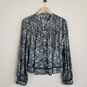 Old Navy Floral Long Sleeve Button Front Cotton Top Large